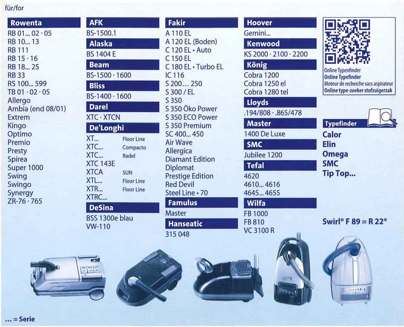 Swirl R22 4 sacchi microfibra aspirapolvere Compacto Maximum Hoover Gemini Faki