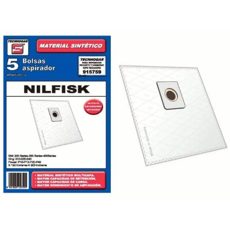 Bolsa sintetica aspirador Nilfisk Elite 5 UNIDADES 915759