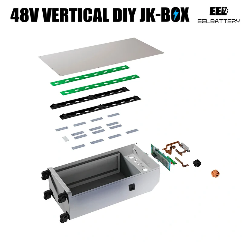 48V 16S EEL Vertical Battery DIY Box Kits with JK V19 Inverter BMS and Wheels