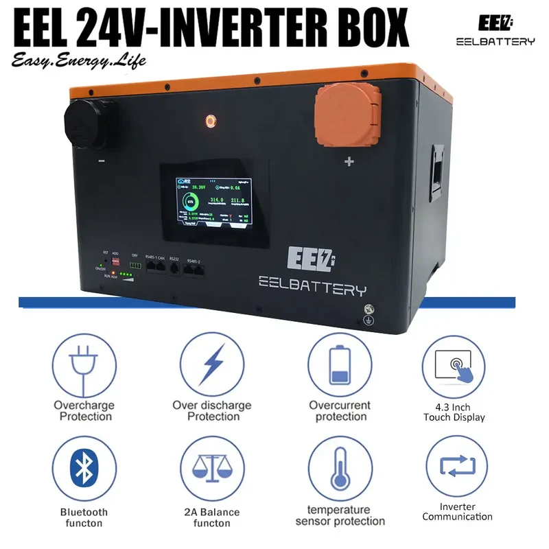 24V DIY LiFePO4 Battery Box with JK Inverter PB2A16S20P 200A Active Balance Smart BMS for Golf Cart,RV,Camper Yacht