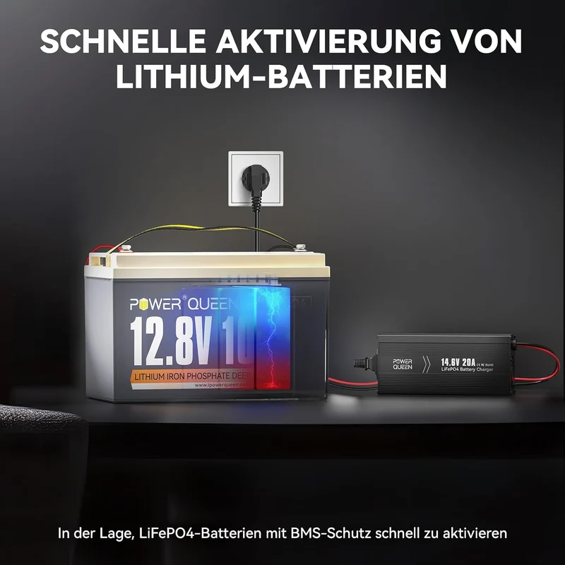Power Queen 14,6V 20A LiFePO4 Ladegerät für 12V LiFePO4-Batterie