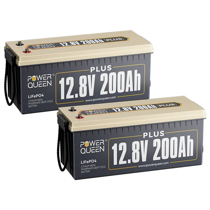 Power Queen 12V 200Ah Plus LiFePO4 Batterie, Eingebautes 200A BMS