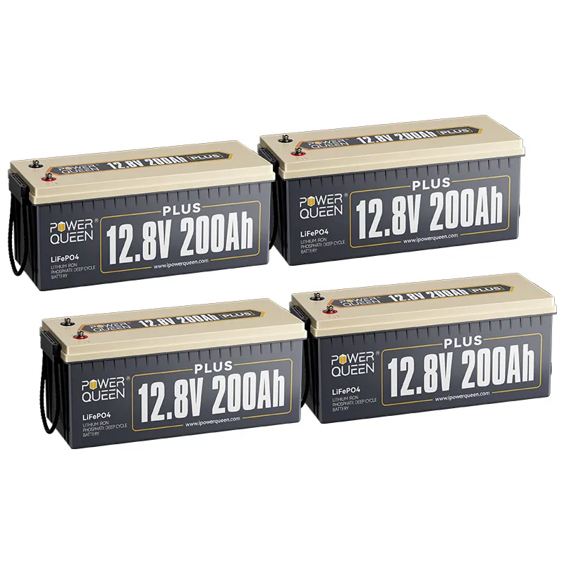 Power Queen 12V 200Ah Plus LiFePO4 Batterie, Eingebautes 200A BMS