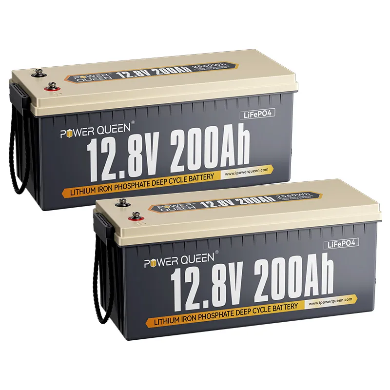 (0% MwSt.) Power Queen 12V 200Ah LiFePO4 Batterie, Eingebautes 100A BMS
