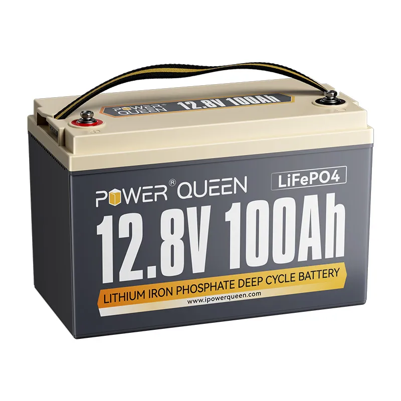 (0% MwSt.) Power Queen 12V 100Ah LiFePO4 Batterie, Eingebautes 100A BMS
