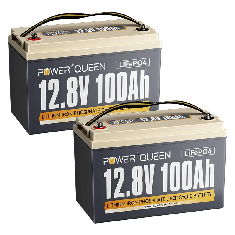 (0% MwSt.) Power Queen 12V 100Ah LiFePO4 Batterie, Eingebautes 100A BMS