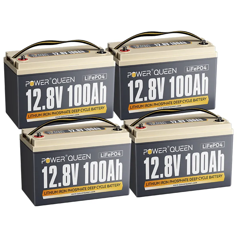 (0% MwSt.) Power Queen 12V 100Ah LiFePO4 Batterie, Eingebautes 100A BMS