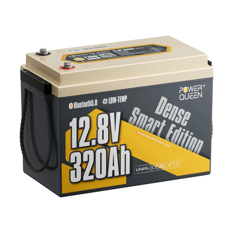 (0% MwSt.)Power Queen 12V 320Ah Dense Smart LiFePO4 Batterie mit Bluetooth