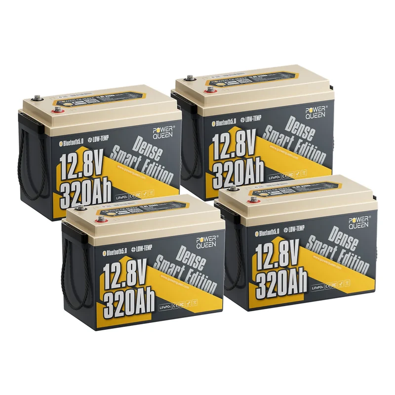 (0% MwSt.)Power Queen 12V 320Ah Dense Smart LiFePO4 Batterie mit Bluetooth
