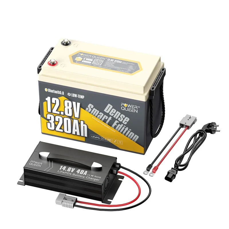(0% MwSt.)Power Queen 12V 320Ah Dense Smart LiFePO4 Batterie mit Bluetooth