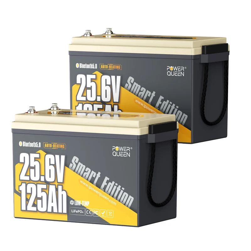 Power Queen 24V 125Ah Smart LiFePO4 Bootsbatterie mit Selbstheizung