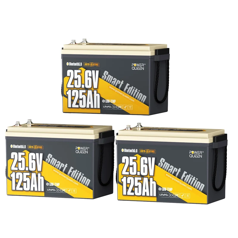 Power Queen 24V 125Ah Smart LiFePO4 Bootsbatterie mit Selbstheizung