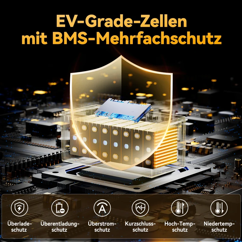 (0% MwSt.) Power Queen LiFePO4 24V 100Ah Smart Solarbatterie mit Bluetooth