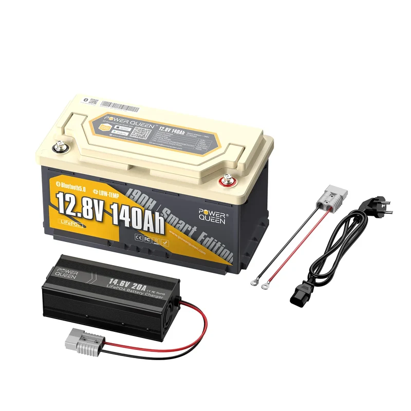 (0% MwSt.) Power Queen 12V 140Ah 190H Smart Wohnmobil LiFePO4 Batterie