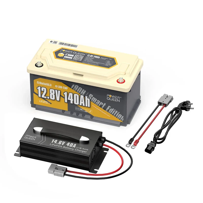 (0% MwSt.) Power Queen 12V 140Ah 190H Smart Wohnmobil LiFePO4 Batterie