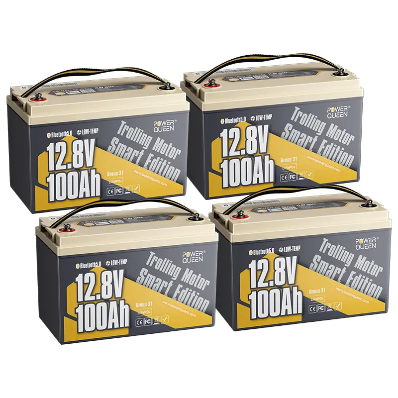 Power Queen LiFePO4 12V 100Ah Niedertemperatur Smart Elektromotor Batterie
