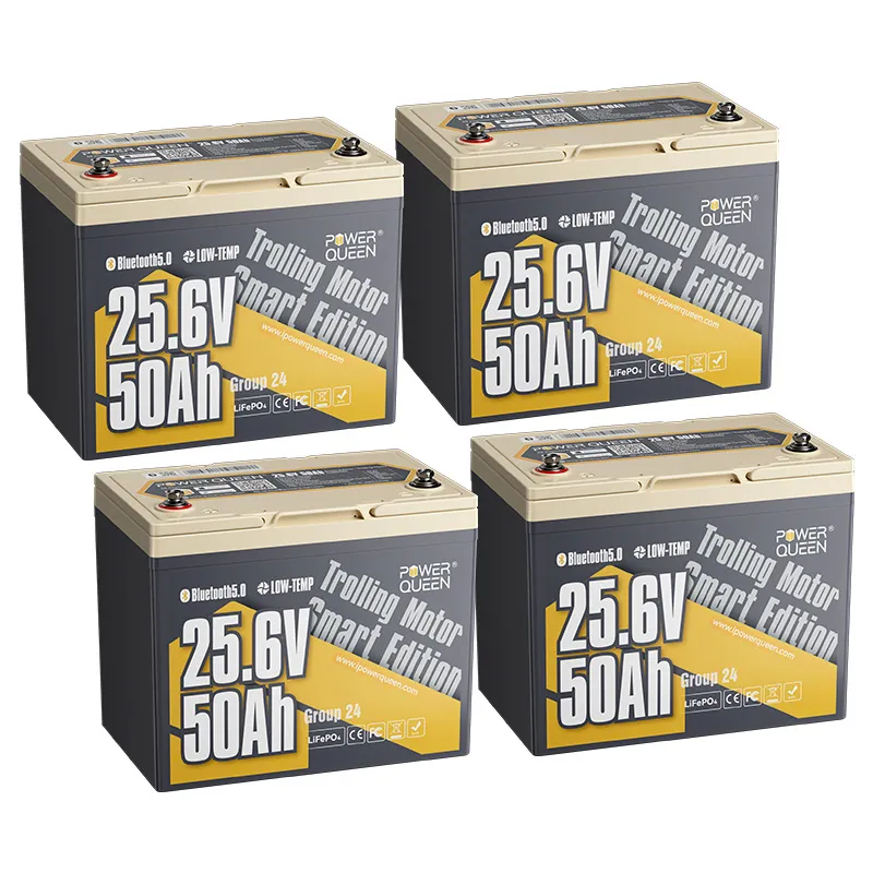 (0% MwSt.) Power Queen LiFePO4 24V 50Ah Smart Niedertemperatur Elektromotor Batterie