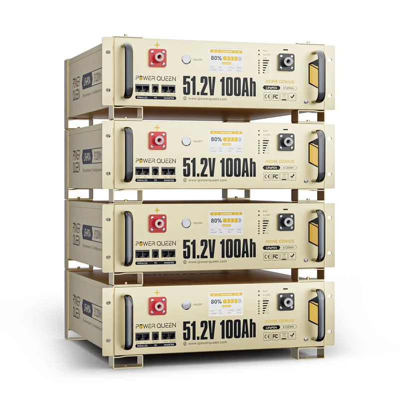 (0% MwSt.) Power Queen LiFePO4 51,2V 100Ah Smart 3HE Serverrack Solarbatterie