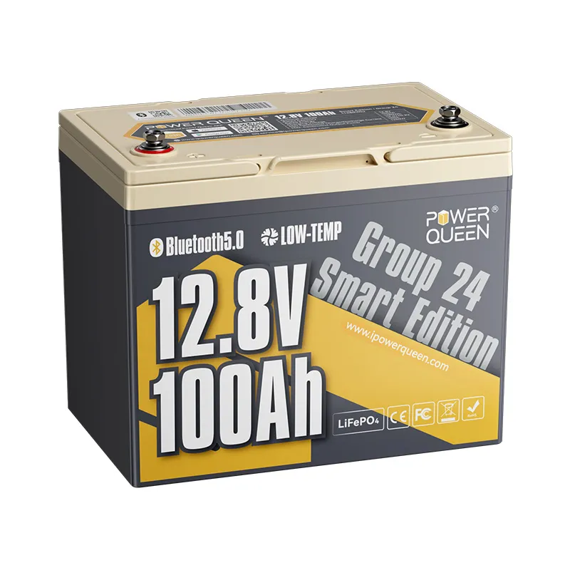 Power Queen 12V 100Ah Group 24 Smart LiFePO4 Batterie mit Bluetooth
