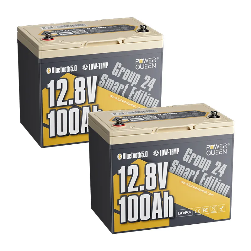 Power Queen 12V 100Ah Group 24 Smart LiFePO4 Batterie mit Bluetooth