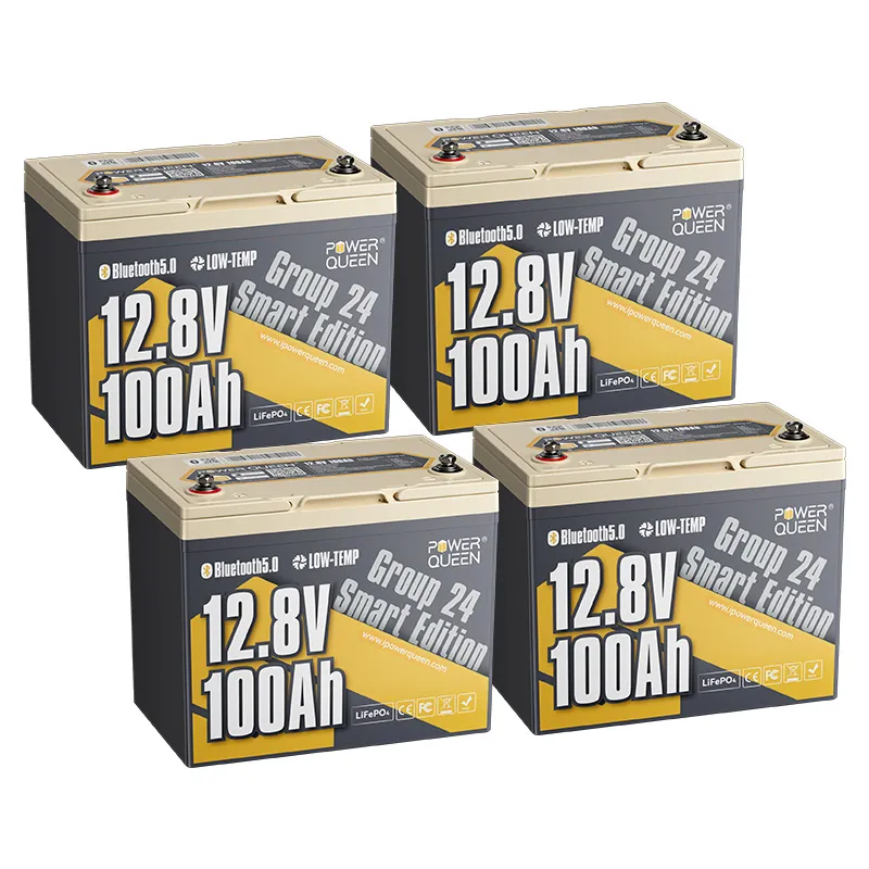 Power Queen 12V 100Ah Group 24 Smart LiFePO4 Batterie mit Bluetooth