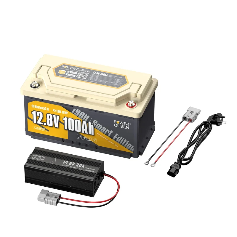 Power Queen LiFePO4 12V 100Ah 190H Smart Wohnmobil Batterie