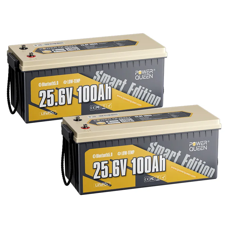 (0% MwSt.) Power Queen LiFePO4 24V 100Ah Smart Solarbatterie mit Bluetooth