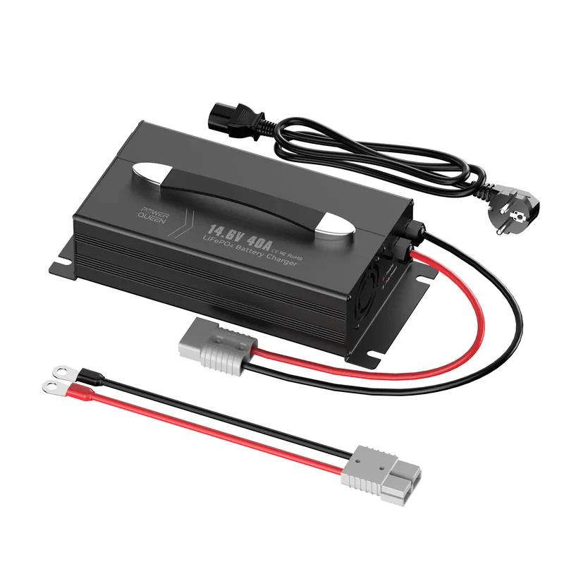 Power Queen 14,6V 40A LiFePO4 Ladegerät mit Griff für 12V Batterie