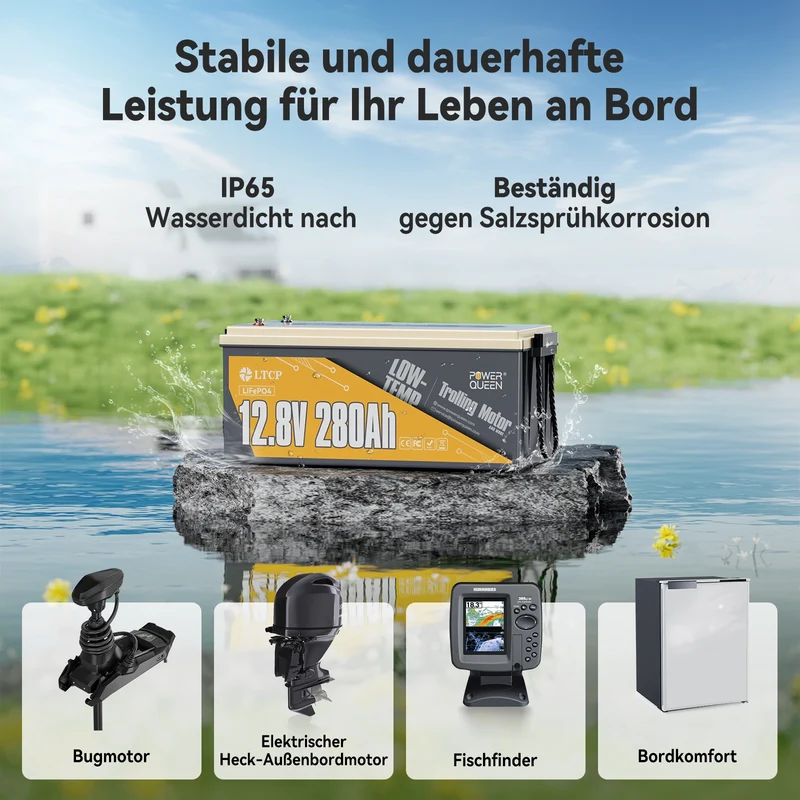 (0% Mwst.) Power Queen 12V 280Ah Niedertemperatur LiFePO4 Batterie