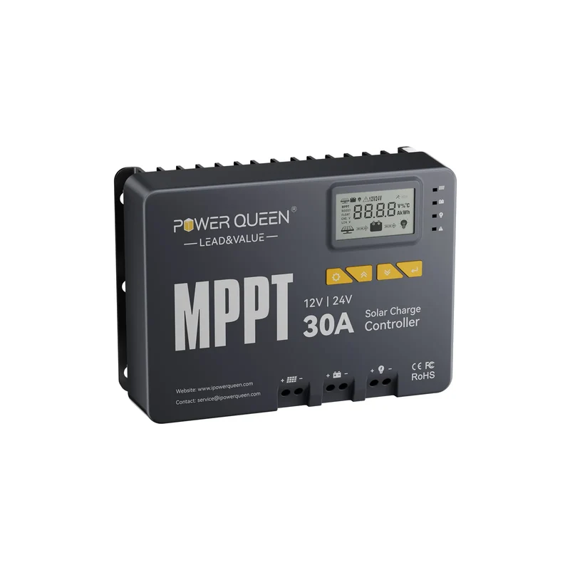 【0% Mwst.】Power Queen MPPT 12/24V 30A Solarladeregler mit Bluetooth-Modul