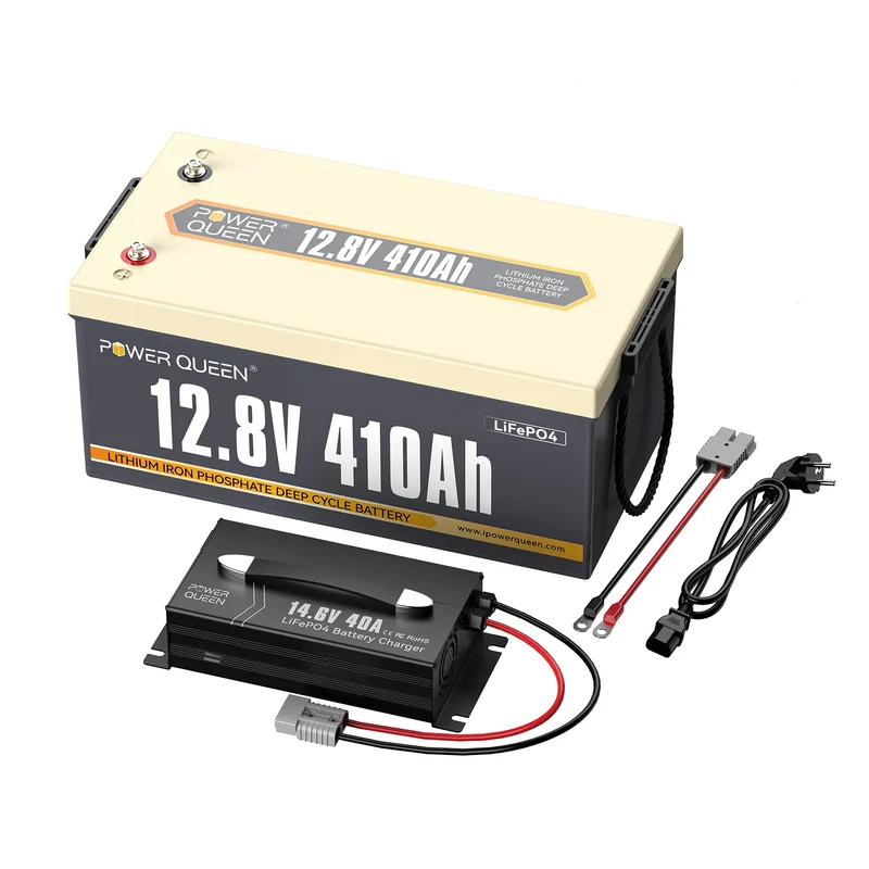 Power Queen 12V 410Ah LiFePO4 Batterie, Eingebautes 250A BMS