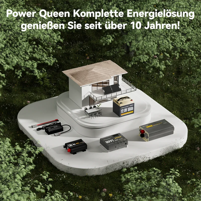 Power Queen 12V 50Ah LiFePO4 Batterie, Eingebautes 50A BMS