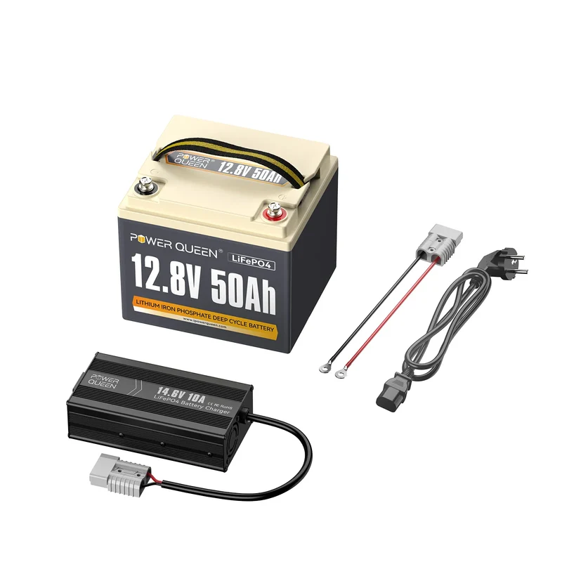 Power Queen 12V 50Ah LiFePO4 Batterie, Eingebautes 50A BMS