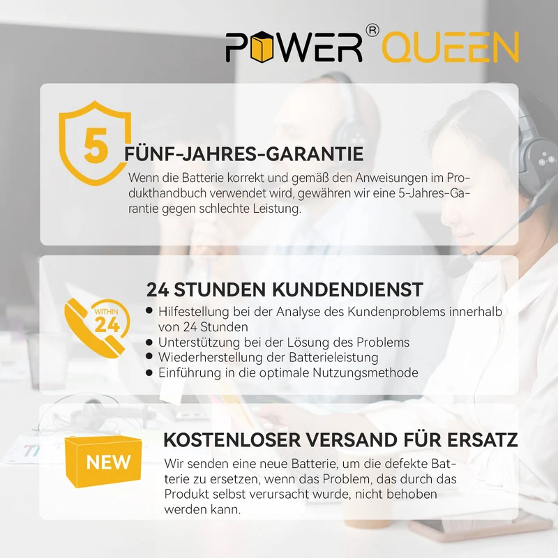 Power Queen 12V 50Ah LiFePO4 Batterie, Eingebautes 50A BMS