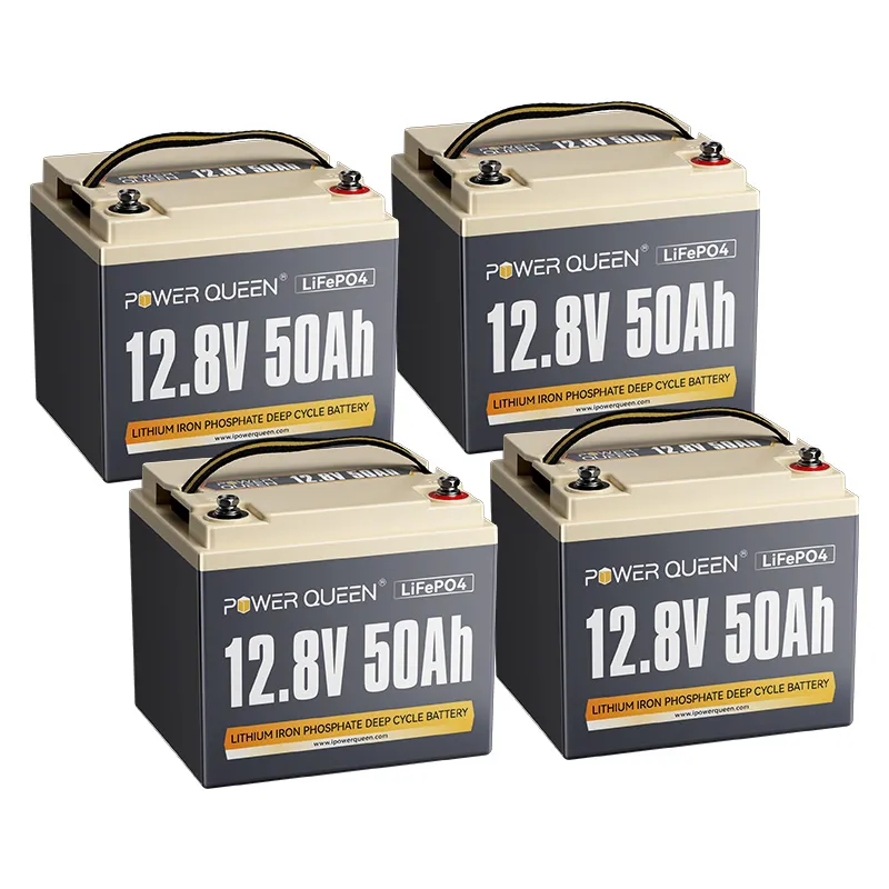 Power Queen 12V 50Ah LiFePO4 Batterie, Eingebautes 50A BMS