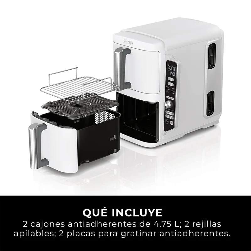 Freidora de Aire Vertical Double Stack XL 9.5L Blanca Ninja