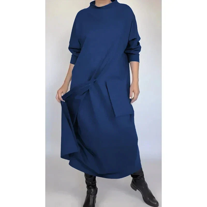 Ακανόνιστο χαλαρό casual patchwork maxi φόρεμα-GR