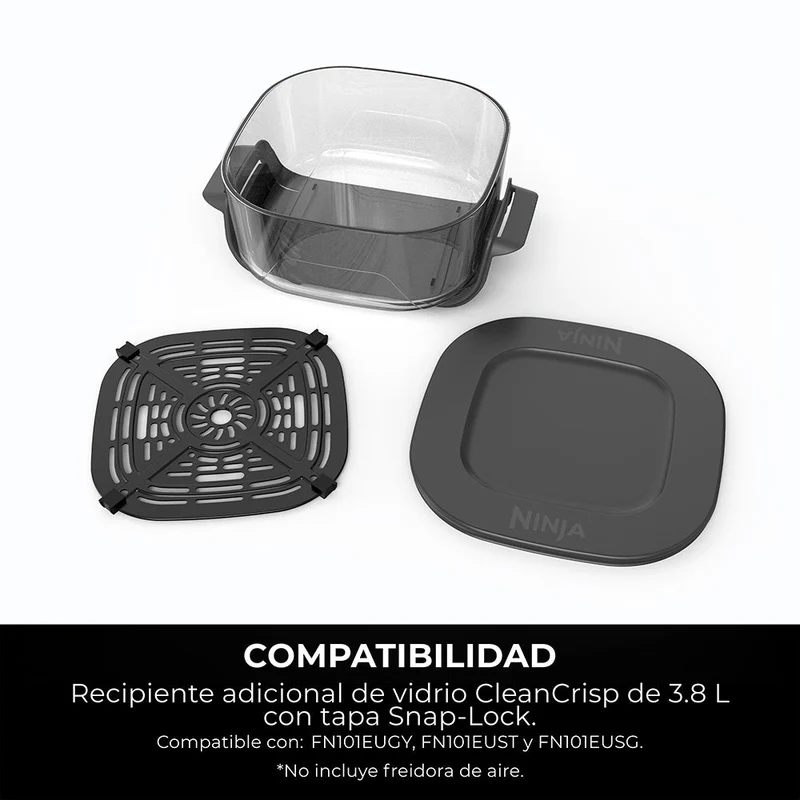 Contenedor de cristal CleanCrisp Ninja CRISPi (3.8 L) con tapa Snap-Lock