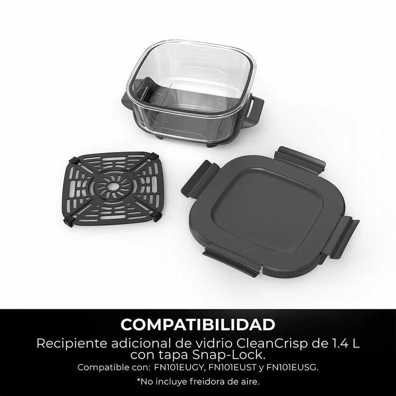 Contenedor de cristal CleanCrisp Ninja CRISPi (1.4 L) con tapa Snap-Lock