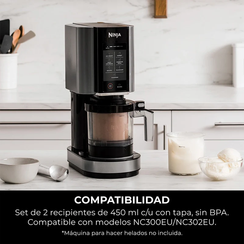2 Recipientes libre de BPA con tapa CREAMi Clásica Ninja