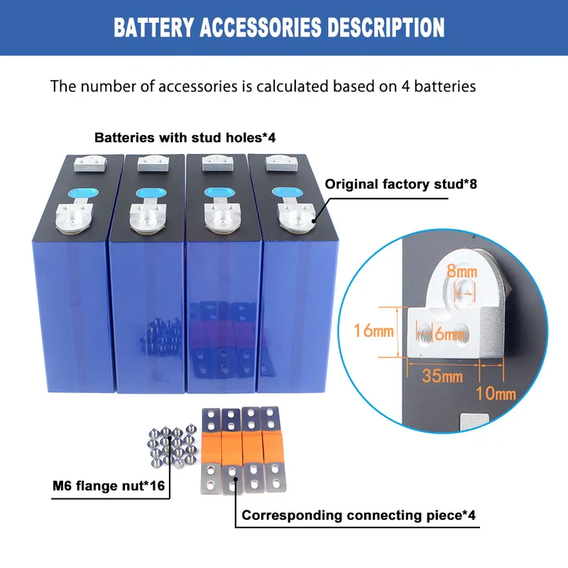 4PCS 3.2V EVE LF356L HSEV Grade A Double hole Studs LiFePO4 Battery Cells Full Capacity China Shipping