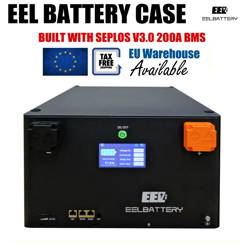 EU Stock-EEL 48V 16S Battery DIY Kit Box with 200A Seplos V3.0 Bluetooth BMS Multi-languages for Energy Storage Free Shipping & Free Tax