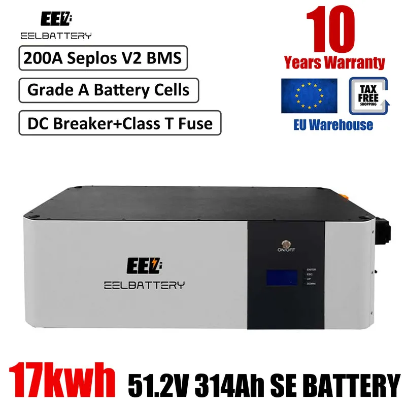 EU Stock-EEL 48V 16S V6-Pro MAX JK Battery Pre-assembled CATL 314Ah Stackable Pack with 200A V19 JK BMS Free Shipping & Free Tax & With Cells