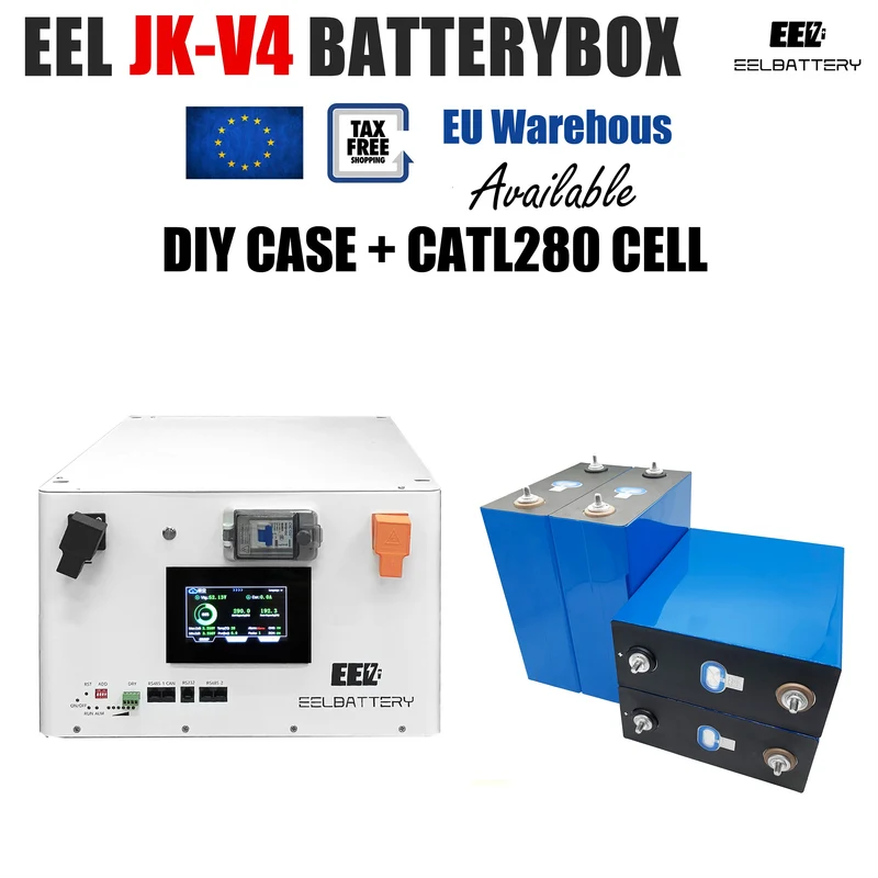 EEL 48V 16S Server Rack Battery V4 Box DIY Stackable Kits with JK V15 BMS Box Energy Storage EU Stock