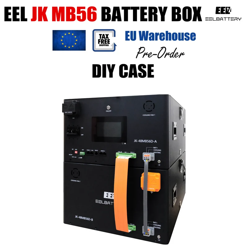 EU Stock-EEL 32kwh 51.2V 16S 628Ah EVE MB56 Horizontal Battery Box DIY Kits with 300A JK V19 BMS For Solar Energy Storage System EV RV