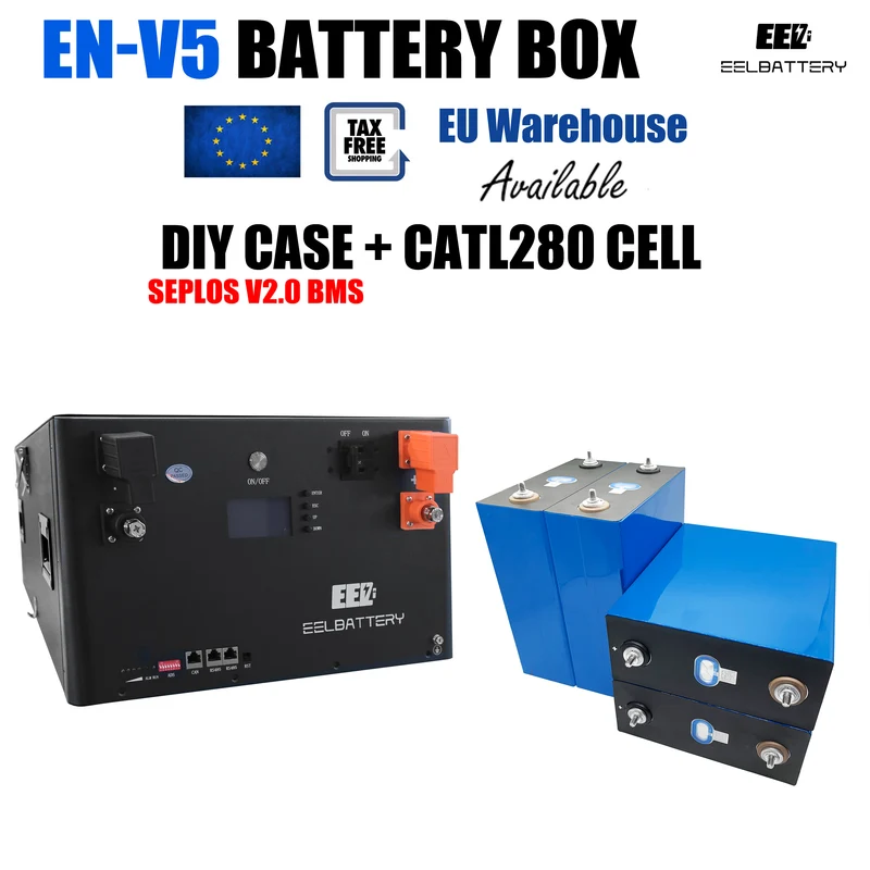 EEL 48V 16S V5 DIY Battery Server Rack Box Kits with Bluetooth Seplos BMS Energy Storage Stackable EU Shipping