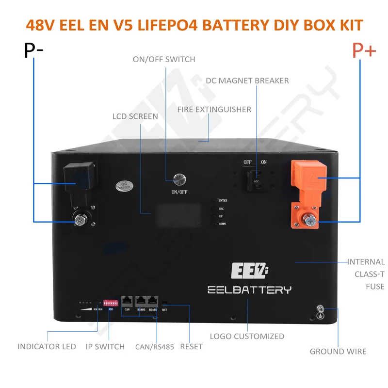 EEL 48V 16S V5 DIY Battery Server Rack Box Kits with Bluetooth Seplos BMS Energy Storage Stackable EU Shipping