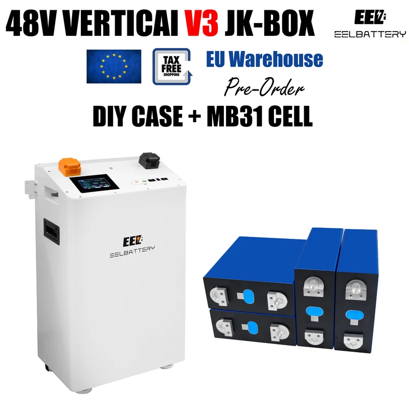 EU Stock-EEL 48V 16S DIY Vertical JK V3 Box DIY Battery Kits with JK V19 Inverter BMS and Wheels Free Shipping & Free Tax & With Cells