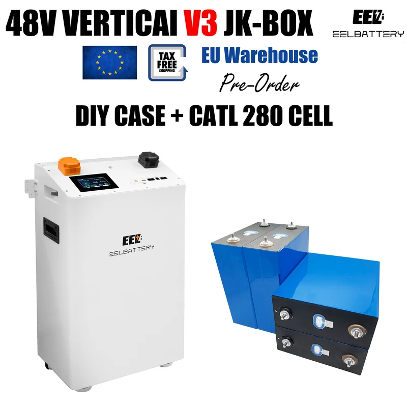 EU Stock-EEL 48V 16S DIY Vertical JK V3 Box DIY Battery Kits with JK V19 Inverter BMS and Wheels Free Shipping & Free Tax & With Cells