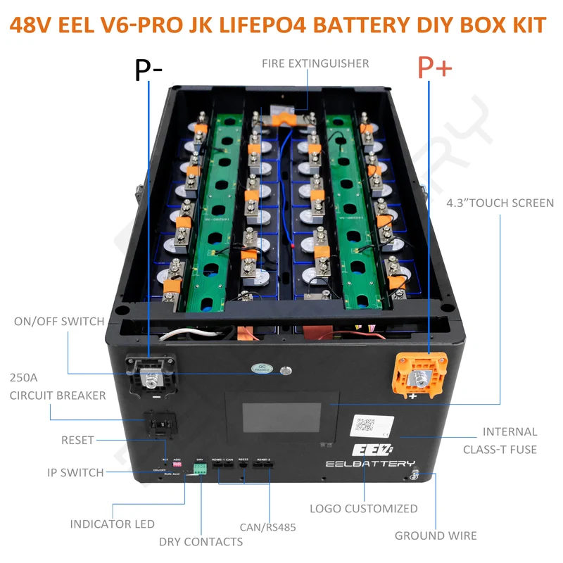 EU Stock-EEL 48V 16S V6-Pro JK Battery Stackable Box DIY Kits with 200A V19 Inverter BMS Energy Storage System Pre-sale Free Shipping & Free Tax & With Cells